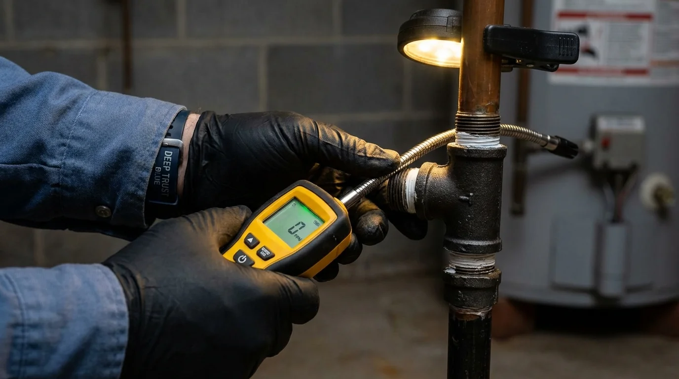Gas leak detection with electronic sniffer by Johns Plumbing LLC in Centreville